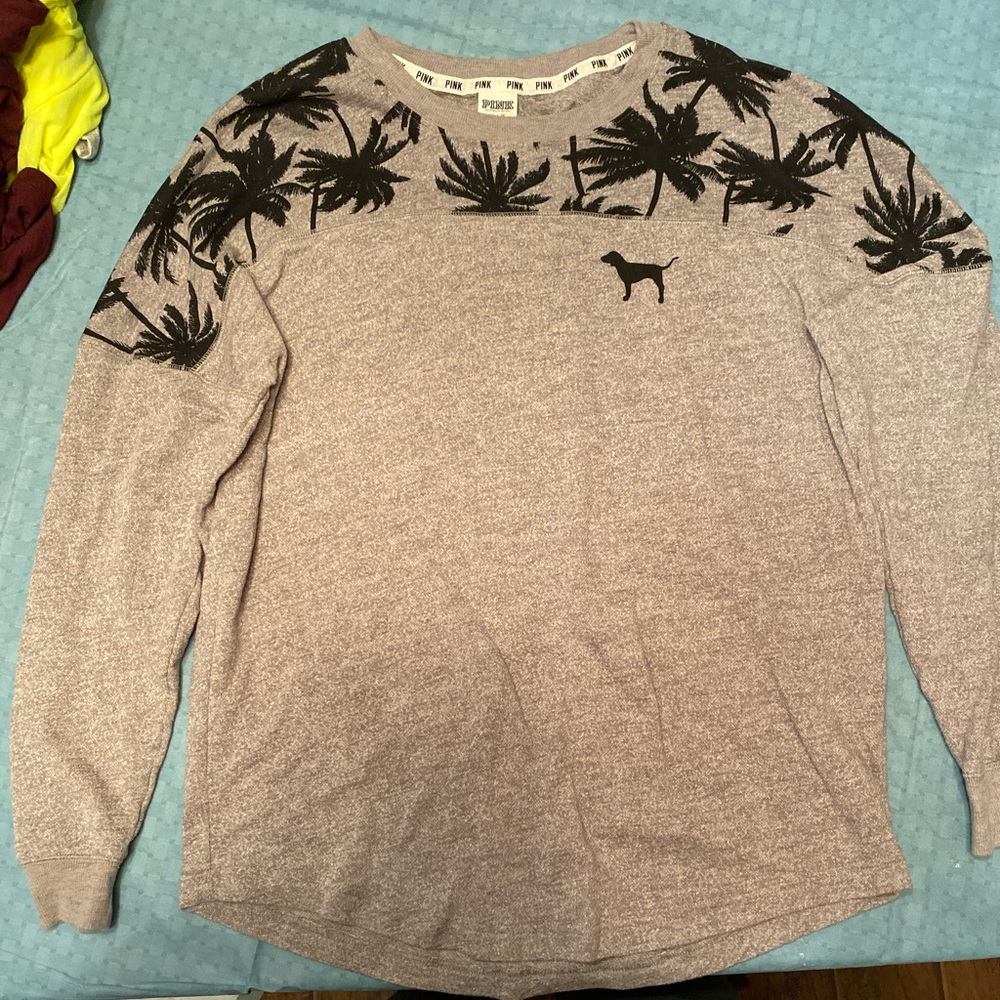 Victoria’s Secret PINK Gray long sleeve palm shirt